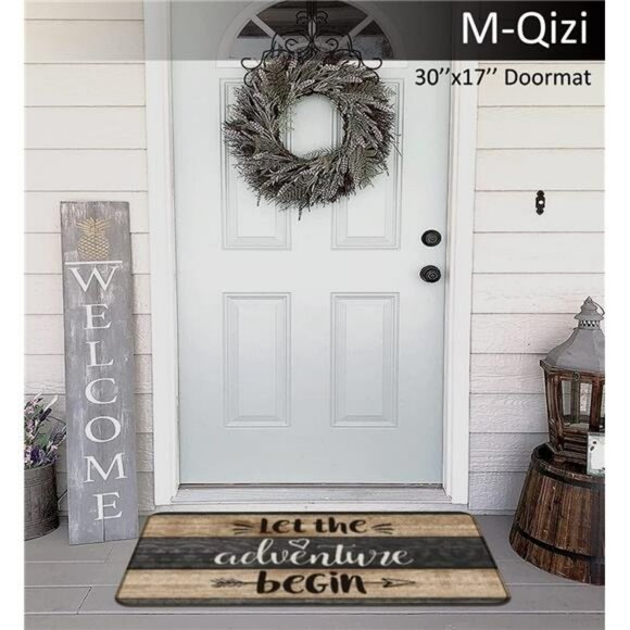 Camper Decor Set Door Mat 30x17 with 2 Pillow Covers 18x18 RV Adventure Begin - Picture 6 of 8